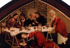 OŁTARZ MAGDALENY: MOSER Lukas (ok. 1390, Weil der Stadt - po 1434), fragm., 1432, techniki różne w drewnie, 300x240 cm, kościół św. Marii Magdaleny, Tiefenbronn; źródło: www.wga.hu