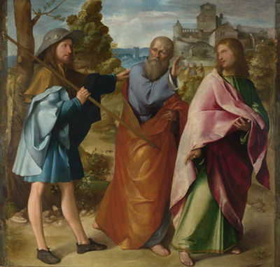 W DRODZE DO EMAUS: MELONE, Altobello (ok. 1490, Cremona - przed 1543), ok. 1516-17, olejny na desce, National Gallery, Londyn; źródło: www.nationalgallery.org.uk