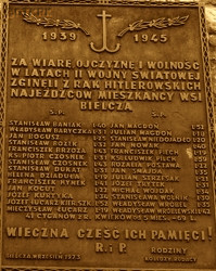 PILCH Louis - Commemorative plaque, Our Lady of Angels church, Bielcza, source: www.miejscapamiecinarodowej.pl, own collection; CLICK TO ZOOM AND DISPLAY INFO