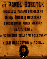 BOBOTEK Paweł - Tablica pamiątkowa, kościół parafialny, Broniszewo, źródło: www.wtg-gniazdo.org, zasoby własne; KLIKNIJ by POWIĘKSZYĆ i WYŚWIETLIĆ INFO