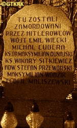 DUNAJSKI Maximilian - Commemorative plaque, murder site, Mestwinowo forest, n._Czarnocin, source: kociewie24.eu, own collection; CLICK TO ZOOM AND DISPLAY INFO
