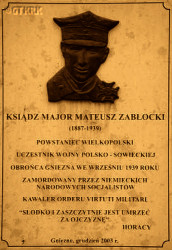 ZABŁOCKI Matthew George - Commemorative plaque, M. Zabłocki school, Gniezno, source: www.gimnazjum2gniezno.republika.pl, own collection; CLICK TO ZOOM AND DISPLAY INFO