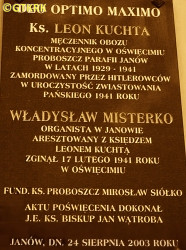 KUCHTA Leo - Commemorative plague, Immaculate Conception of the Blessed Virgin Mary church, Janów, source: powiatczestochowski.pl, own collection; CLICK TO ZOOM AND DISPLAY INFO