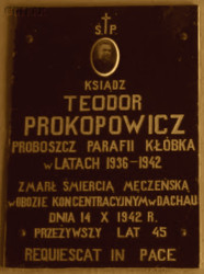 PROKOPOWICZ Teodor - Tablica pamiątkowa, kościół pw. św. Prokopa, Kłóbka, źródło: www.panoramio.com, zasoby własne; KLIKNIJ by POWIĘKSZYĆ i WYŚWIETLIĆ INFO