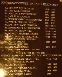 WĄGROWSKI John Casimir - Commemorative plaque, parish church, Klonowa, source: www.wtg-gniazdo.org, own collection; CLICK TO ZOOM AND DISPLAY INFO