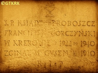 GÓRCZYŃSKI Francis Marian - Commemorative plaque, cemetery by St John the Baptist parish church, Krerowo, source: www.sredzkiearchiwalia.pl, own collection; CLICK TO ZOOM AND DISPLAY INFO