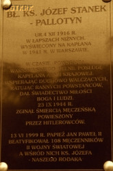 STANEK Joseph - Commemorative plaque, parish church, Łapsze Niżne, source: www.miejscapamiecinarodowej.pl, own collection; CLICK TO ZOOM AND DISPLAY INFO