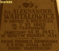 WARTAŁOWICZ Aleksander (o. Bolesław) - Tablica pamiątkowa, kruchta, kościół parafialny pw. św. Mikołaja Biskupa, Łomna, źródło: www.forttrzecipomiechowek.org, zasoby własne; KLIKNIJ by POWIĘKSZYĆ i WYŚWIETLIĆ INFO