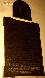 GOSTYŃSKI Casimir Witold - Commemorative plague, Assumption of the Virgin Mary the Victorious rectoral church, Lublin, source: www.miejscapamiecinarodowej.pl, own collection; CLICK TO ZOOM AND DISPLAY INFO