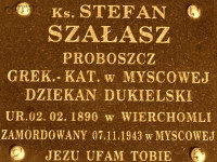 SZAŁASZ Stefan - Tablica nagrobna, cmentarz greckokatolicki, Myscowa, źródło: www.apokryfruski.org, zasoby własne; KLIKNIJ by POWIĘKSZYĆ i WYŚWIETLIĆ INFO