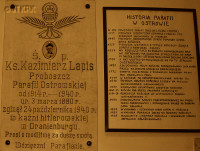 LAPIS Casimir - Commemorative plaque, parish church, Ostrowo; source: thanks to Mr Sławomir Gacek kindness, own collection; CLICK TO ZOOM AND DISPLAY INFO
