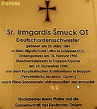 ŠMUCK Leopoldyna (s. Irmgarda) - Tablica pamiątkowa, zamek Sonnenstein, Pirna, źródło: deutscher-orden.at, zasoby własne; KLIKNIJ by POWIĘKSZYĆ i WYŚWIETLIĆ INFO