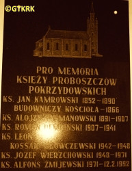 DEMBIŃSKI Roman William - Commemorative plaque, Immaculate Conception of the Blessed Virgin Mary church, Pokrzydowo, source: ziemialubawska.blogspot.com, own collection; CLICK TO ZOOM AND DISPLAY INFO