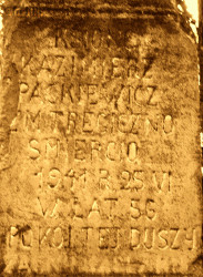 PACKIEWICZ Casimir - Grave plague, parish cemetery, Połuknia, source: genealogia.lt, own collection; CLICK TO ZOOM AND DISPLAY INFO