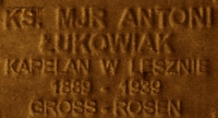 ŁUKOWIAK Anthony - Commemorative plaque, Underground Resistance State monument, Poznań, source: own collection; CLICK TO ZOOM AND DISPLAY INFO