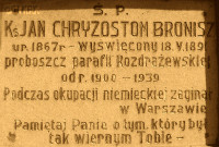 BRONISZ Jan Chryzostom Tadeusz Onufry - Tablica pamiątkowa, kościół parafialny, Rozdrażew, źródło: www.wtg-gniazdo.org, zasoby własne; KLIKNIJ by POWIĘKSZYĆ i WYŚWIETLIĆ INFO