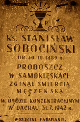 SOBOCIŃSKI Stanisław - Tablica pamiątkowa, kościół parafialny, Samoklęski Duże, źródło: www.muzeum.szubin.net, zasoby własne; KLIKNIJ by POWIĘKSZYĆ i WYŚWIETLIĆ INFO