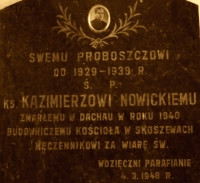 NOWICKI Casimir Alphonse - Commemorative plague, St Barbara parish church, Skoszewy, source: panaszonik.blogspot.com, own collection; CLICK TO ZOOM AND DISPLAY INFO