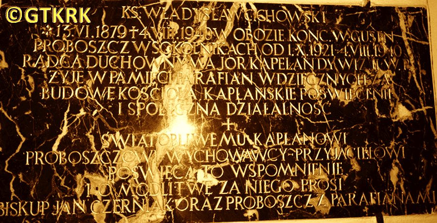 CICHOWSKI Władysław - Tablica pamiątkowa, kościół pw. św. Jakuba Apostoła, Sokolniki, źródło: www.csw2020.com.pl, zasoby własne; KLIKNIJ by POWIĘKSZYĆ i WYŚWIETLIĆ INFO