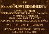 BROMMER Charles George - Commemorative plaque, parish church, Steblów (Lubliniec), source: picasaweb.google.com, own collection; CLICK TO ZOOM AND DISPLAY INFO