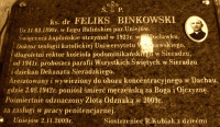 BIŃKOWSKI Feliks Szczęsny - Tablica pamiątkowa, kościół parafialny pw. św. Floriana, Uniejów, źródło: panaszonik.blogspot.com, zasoby własne; KLIKNIJ by POWIĘKSZYĆ i WYŚWIETLIĆ INFO