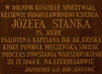 STANEK Joseph - Commemorative plaque, Christ the King of Peace church, Warsaw, source: skarbiecmazowiecki.pl, own collection; CLICK TO ZOOM AND DISPLAY INFO
