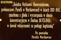 SKOWROŃSKI Steven Marian - Commemorative plaque, St Anne and St Lawrence parish church, Wartkowice, source: lodz-andrzejow.pl, own collection; CLICK TO ZOOM AND DISPLAY INFO