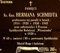 SZMIDT Herman Charles Steven - Commemorative plaque, St Catherine the Virgin and Martyr parish church, Witonia, source: lodz-andrzejow.pl, own collection; CLICK TO ZOOM AND DISPLAY INFO