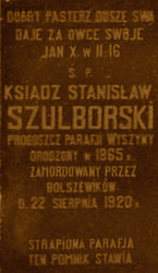 SZULBORSKI Stanisław - Nagrobek, cmentarz parafialny, Wyszyny Kościelne, źródło: www.rowery.olsztyn.pl, zasoby własne; KLIKNIJ by POWIĘKSZYĆ i WYŚWIETLIĆ INFO