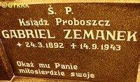 ZEMANEK Gabriel - Tomb plaque, parish cemetery, Żabnica, source: grobonet.com, own collection; CLICK TO ZOOM AND DISPLAY INFO