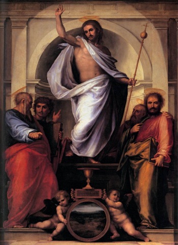 ZMARTWYCHWSTANIE — FRA BARTOLOMEO (1472, Florencja – 1517, Florencja), 1516, olejny na płótnie, 282×204 cm, Palazzo Pitti, Florencja; źródło: www.wga.hu