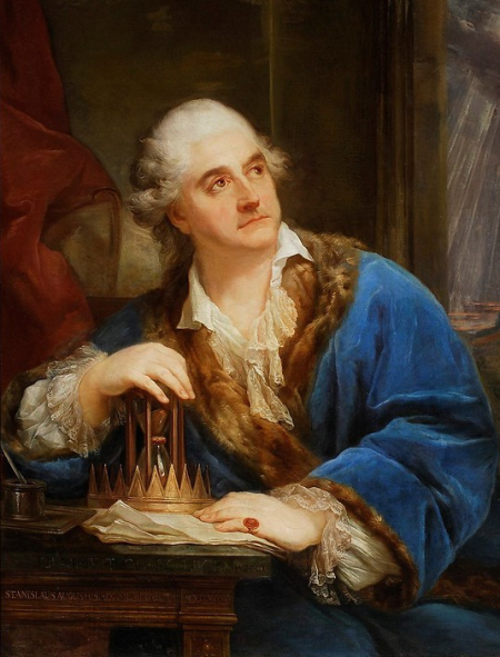 PORTRET KRÓLA STANISŁAWA AUGUSTA z KLEPSYDRĄ - BACCIARELLI Marcello (1731, Rzym - 1818, Warszawa), 1793, olejny na płótnie, Muzeum Narodowe, Warszawa; źródło: culture.pl