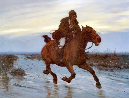 POSŁANIEC – CHEŁMOŃSKI, Józef (1849, Boczki – 1914, Kuklówka), 1879, olejny na płótnie, 84.5×110.5 cm, własność prywatna; źródło: www.pinakoteka.zascianek.pl