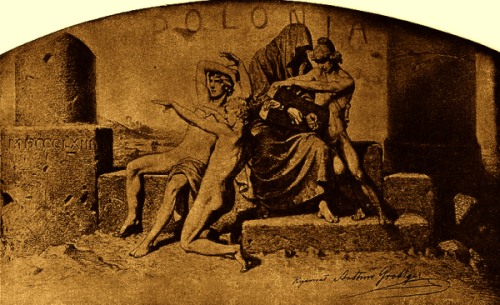 POLONIA - Artur Grottger (1837, Ottyniowice na Podolu - 1867, Amélie-les-Bains), 1863, żółtawy karton, kredka czarna, światła wydobyte białą, 33,5-44 x 47-57 cm, Országos Magyar Szépmüvészeti Muzeum, Budapeszt; źródło: www.pinakoteka.zascianek.pl