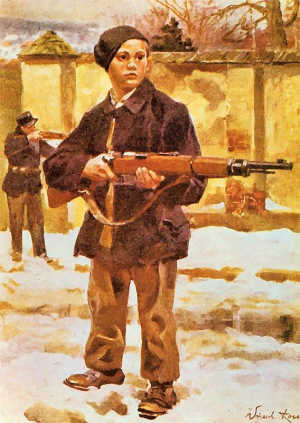 MŁODY OBROŃCA (LWOWA): KOSSAK, Wojciech (1857, Paryż – 1942, Kraków), 1933, olejny na płótnie; źródło: www.pinakoteka.zascianek.pl