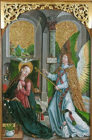 ZWIASTOWANIE: MISTRZ JERZY, 1517, Muzeum Książąt Czartoryskich, Kraków; źródło: www.zrodlo.krakow.pl