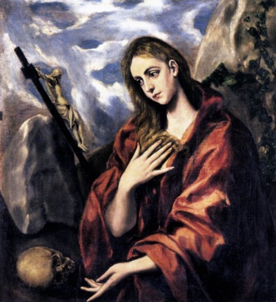 SKRUCHA MARII MAGDALENY — GRECO, El (1541, Candia – 1614, Toledo), 1585-90, olejny na płótnie, 109×96 cm, Museum Cau Ferrat, Sitges; źródło: www.wga.hu