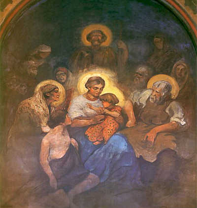 ŚWIĘTA RODZINA: TETMAJER, Włodzimierz (1861, Harklowa k. Nowego Targu – 1923, Kraków), 1904-1906, fragm. polichromii, Sosnowiec, Katedra pw. Wniebowzięcia NMP; źródło: www.pinakoteka.zascianek.pl