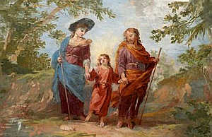 POWRÓT św. JÓZEFA z EGIPTU: WILLMAN, Michał (Michael) (1630, Królewiec - 1706, Lubiąż), 1693-1695, fresk, sklepienie nad V ołtarzem z cyklu 'Siedmiu smutków św. Józefa', kościół p.w. świętego Józefa, Krzeszów; źródło: www.pinakoteka.zascianek.pl