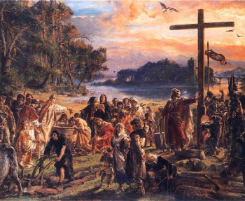 CHRZEST POLSKI: MATEJKO, Jan (1838, Kraków - 1893, Kraków ), 1889, olejny na desce, 79×120 cm, Muzeum Narodowe, Warszawa; źródło: www.pinakoteka.zascianek.pl