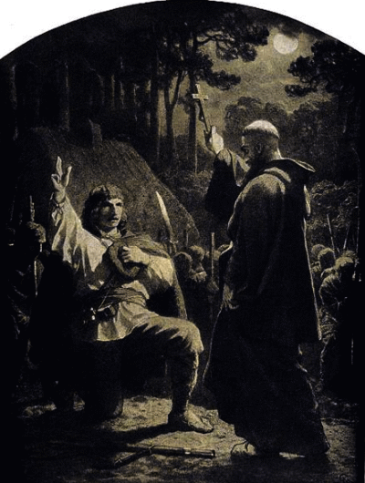 PRZYSIEGA - Grottger, Artur (1837, Ottyniowice – 1867, Amélie-les-Bains), 1864-66, cykl „Lituania”, czarna i biała kredka, karton, Muzeum Narodowe w Krakowie; źródło: www.pinakoteka.zascianek.pl