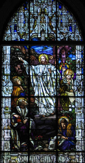 NAUCZYCIEL WIEKÓW: 1917, witraż, kaplica Kirkpatrick, New Jersey; źródło: www.kirkpatrickchapel.rutgers.edu