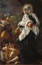 ŚW. FRANCISZKA ROZDAJĄCA JAŁMUŻNĘ, BACICCIO (1639, Genewa - 1709, Rzym), ok. 1675, olejny na płótnie, J. Paul Getty Museum; źródło www.getty.edu
