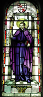 św. JAN OGILVIE: witraż; źródło: www.hanscomfamily.com