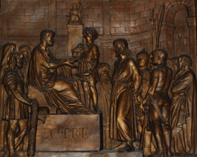 DROGA KRZYŻOWA, stacja I: XIX w., drzeworyt, kościół św. Anianusza, Chartres; źródło: zasoby własne (2010)