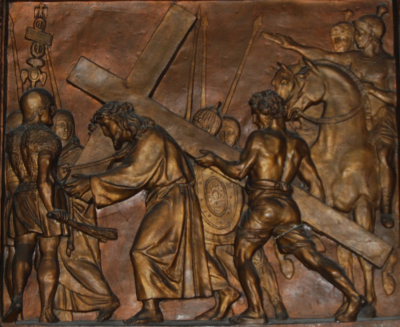 DROGA KRZYŻOWA, stacja V: XIX w., drzeworyt, kościół św. Anianusza, Chartres; źródło: zasoby własne (2010)