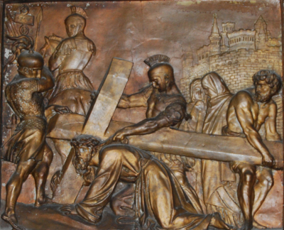 DROGA KRZYŻOWA, stacja VII: XIX w., drzeworyt, kościół św. Anianusza, Chartres; źródło: zasoby własne (2010)