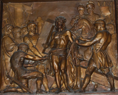 DROGA KRZYŻOWA, stacja X: XIX w., drzeworyt, kościół św. Anianusza, Chartres; źródło: zasoby własne (2010)