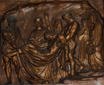 DROGA KRZYŻOWA, stacja XIV: XIX w., drzeworyt, kościół św. Anianusza, Chartres; źródło: zasoby własne (2010)